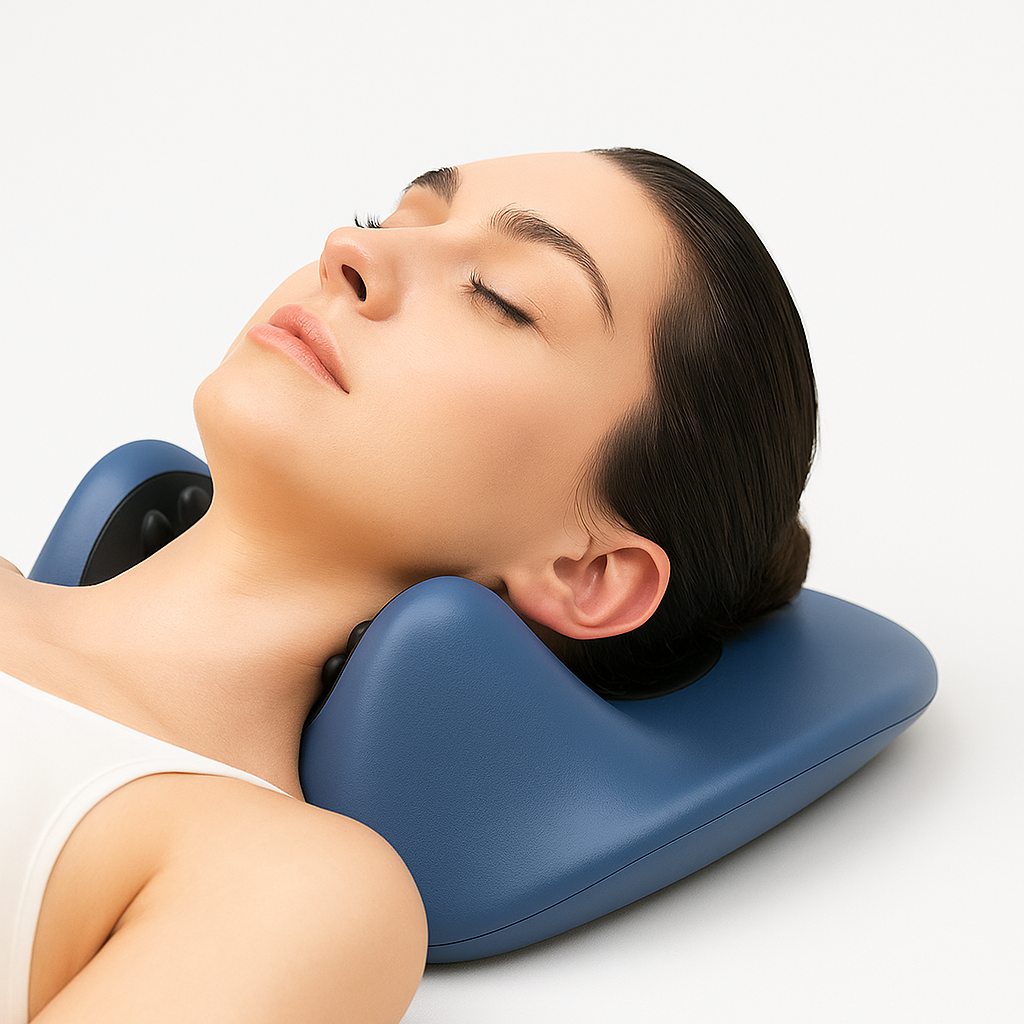 EMS Pulse Neck Pillow Massager – Electric Neck Support with Gentle Heating & Vibration Functions