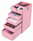 Professional Rolling Manicure Table – Foldable Nail Tech Desk with 4 Drawers & Travel Case