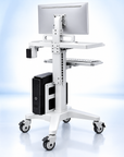 Professional Adjustable Equipment Trolley with Dual Shelves & Lockable Wheels – White