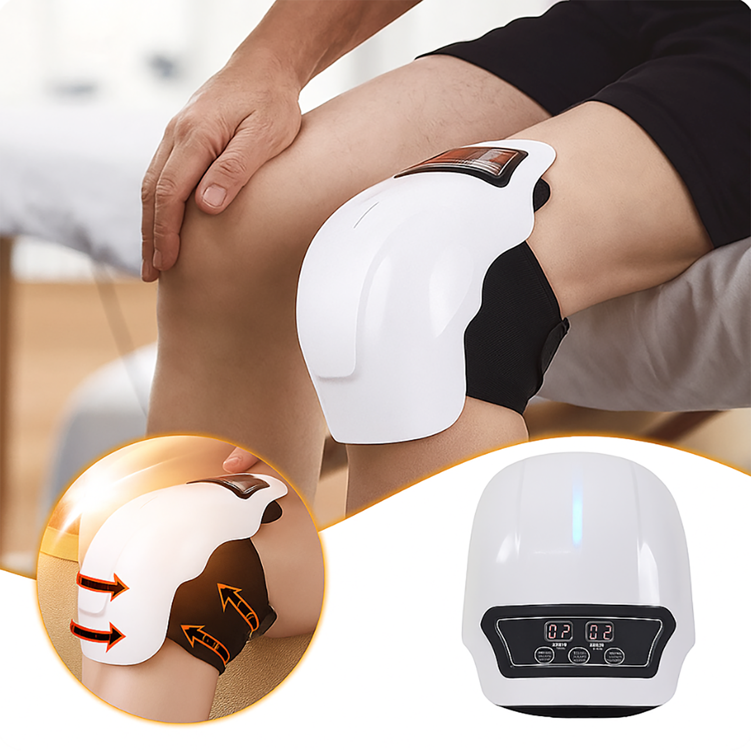 3-in-1 Knee Massager with Heat, Vibration and Light Therapy | Adjustable Wellness Device for Knee Comfort at Home