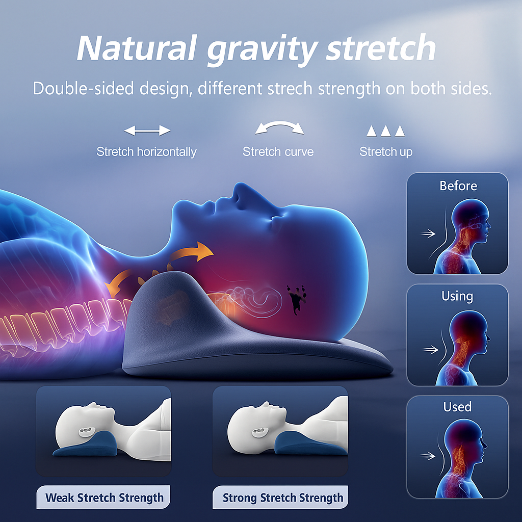 EMS Pulse Neck Pillow Massager – Electric Neck Support with Gentle Heating & Vibration Functions