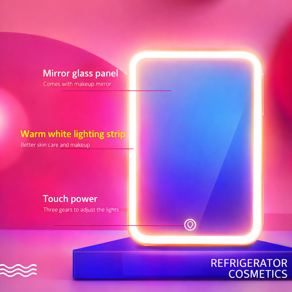 4L Mini Makeup Fridge with LED Mirror – Portable Cosmetic Storage Cooler for Home & Car