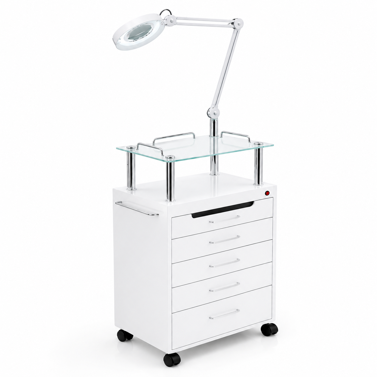 Beauty Salon Trolley with Magnifying Lamp & Drawers | THEIA