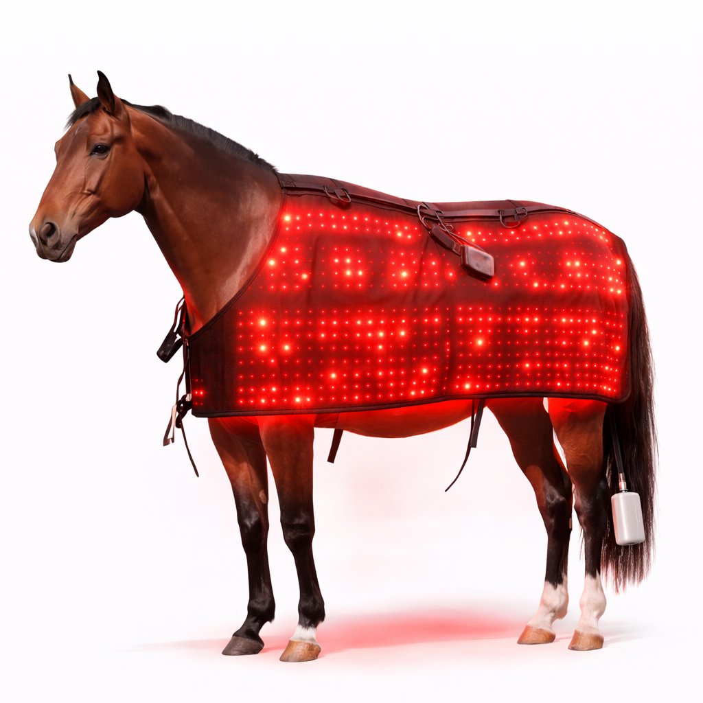 Horse Red & Near-Infrared LED Back Blanket – Battery-Powered Equine Wellness Light Pad