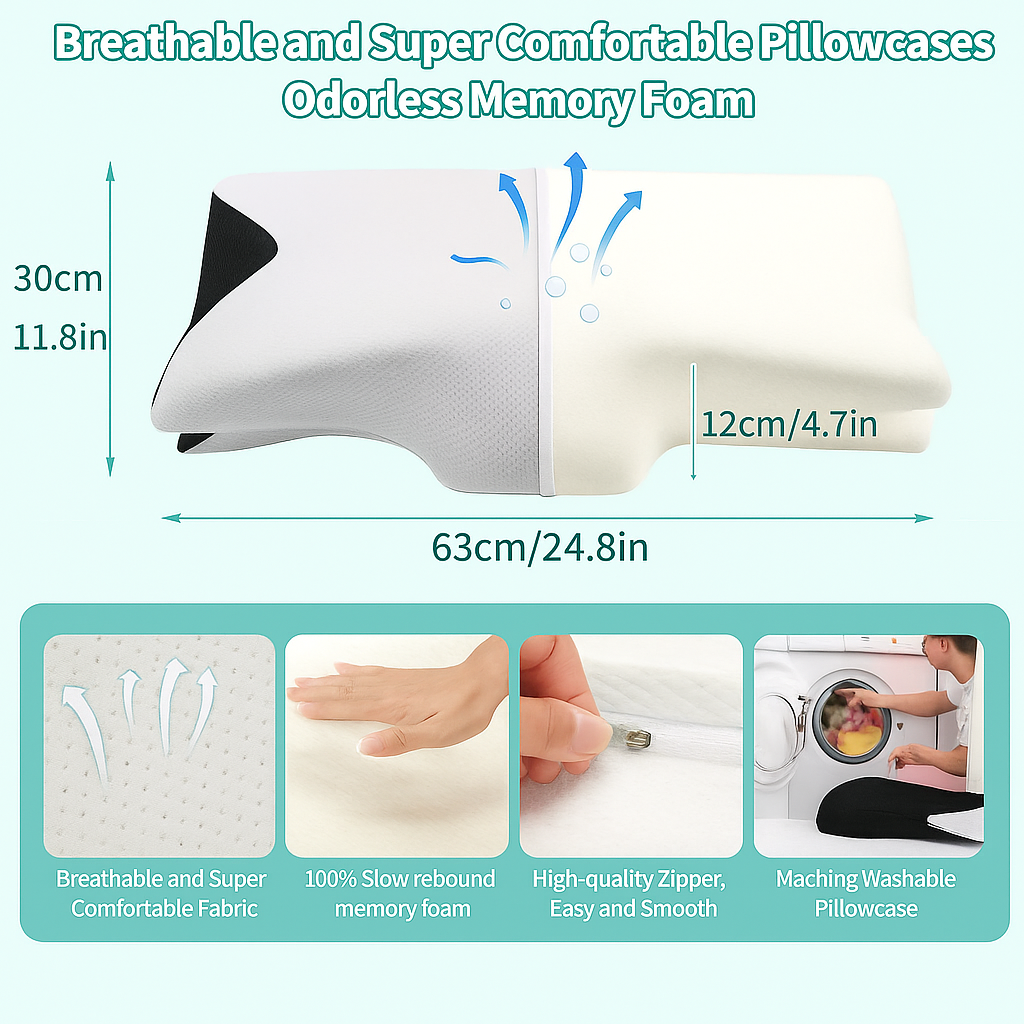 THEIA Ultimate Sleep Pro – Ergonomic Memory Foam Pillow for Neck Support & Spine Alignment