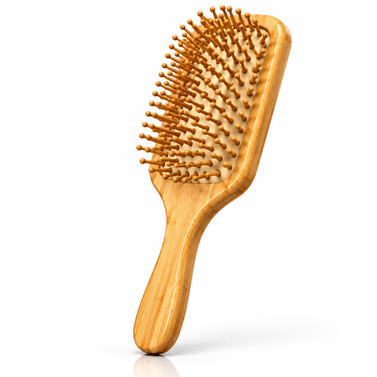 Natural Bamboo Paddle Hair Brush with Sunflower Engraving – Wooden Bristles, Anti-Static Detangling Brush
