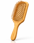 Natural Bamboo Paddle Hair Brush with Sunflower Engraving – Wooden Bristles, Anti-Static Detangling Brush