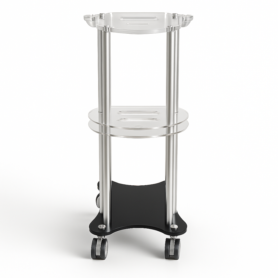 Premium Aluminum Beauty Salon Trolley – Rolling Pedestal Cart with 4 Smooth Wheels for Professional Use