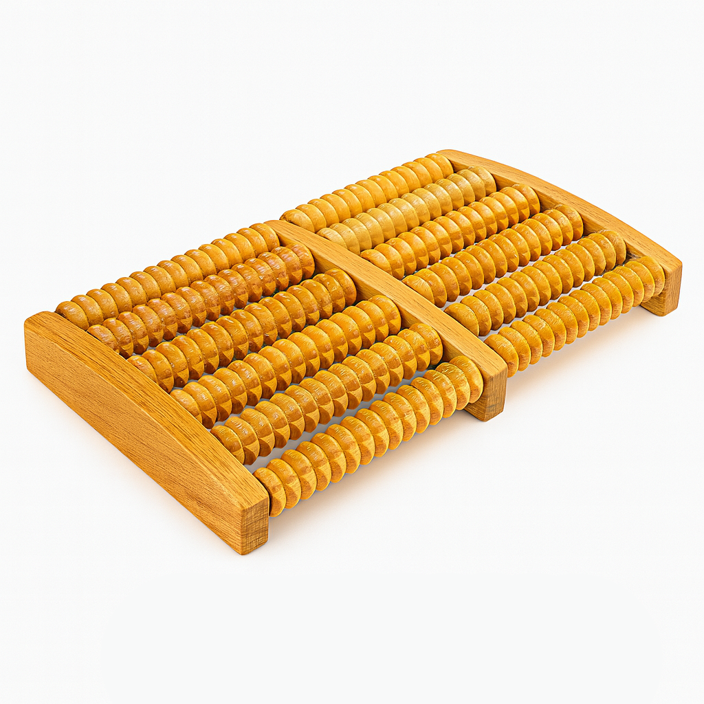 THEIA Wooden ReflexoRoll – 6-Row Shiatsu Foot Therapy Massager