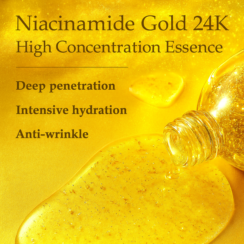24K Gold Niacinamide Skincare Set – Anti-Aging Serum, Collagen Eye Cream & Dark Circle Remover