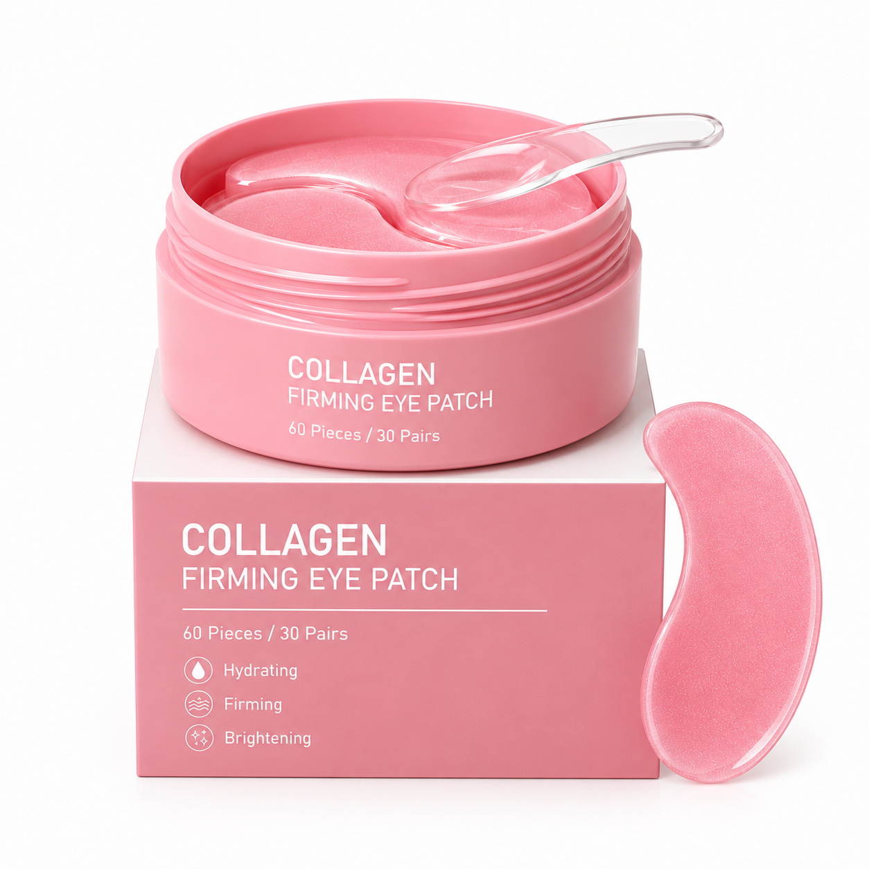Caffeine Collagen Hydrogel Under Eye Patches – 60 Pieces / 30 Pairs – Pink