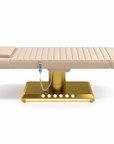 Professional Electric Facial Treatment Bed – 3-Motor Adjustable Beauty Bed with Foot Control, Remote Control & LED Gold Base
