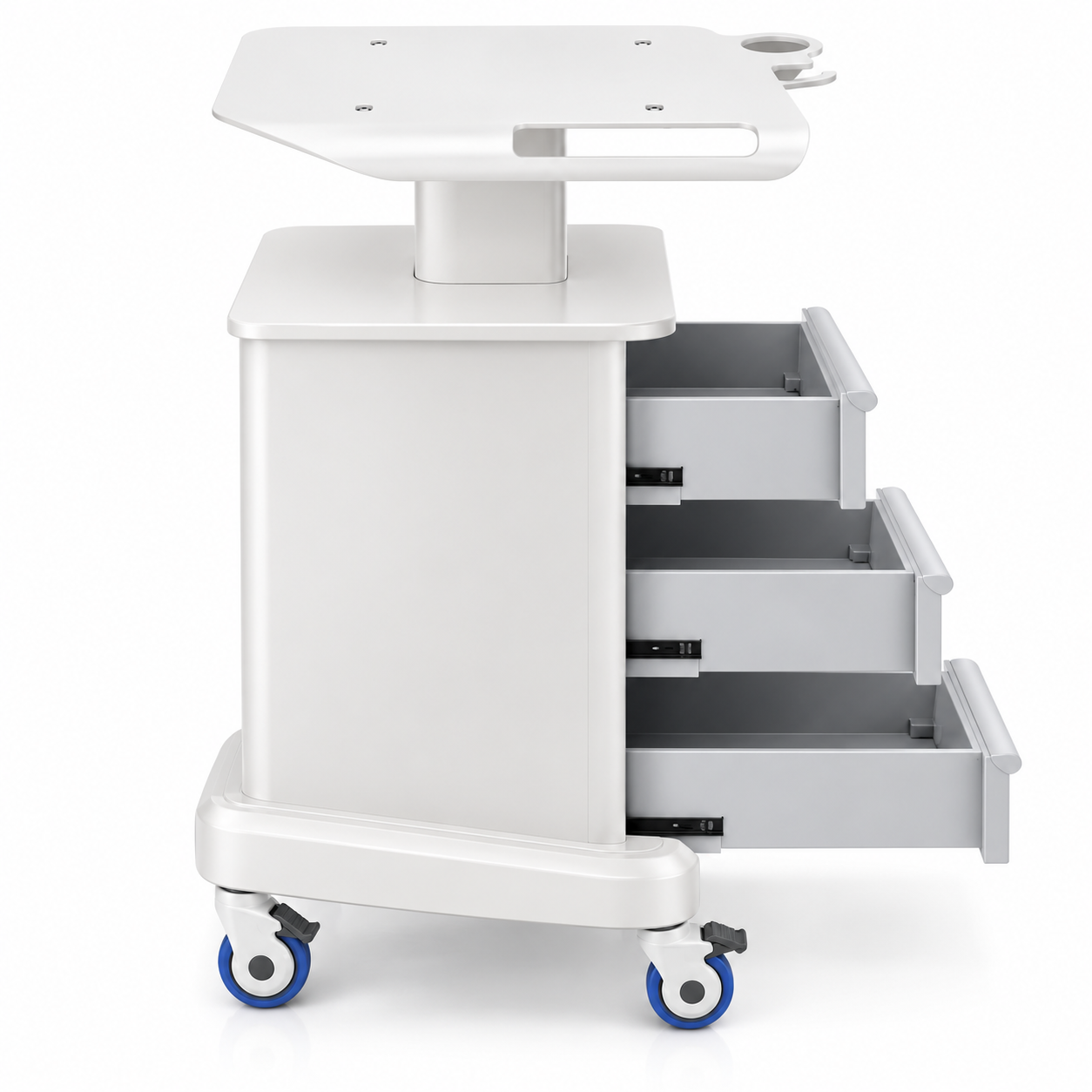 Professional Mobile Beauty Trolley with 3 Drawers, Equipment Platform & Lockable Wheels