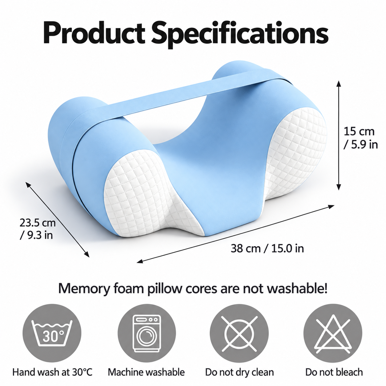 Memory Foam Side Sleeper Support Pillow with Adjustable Strap