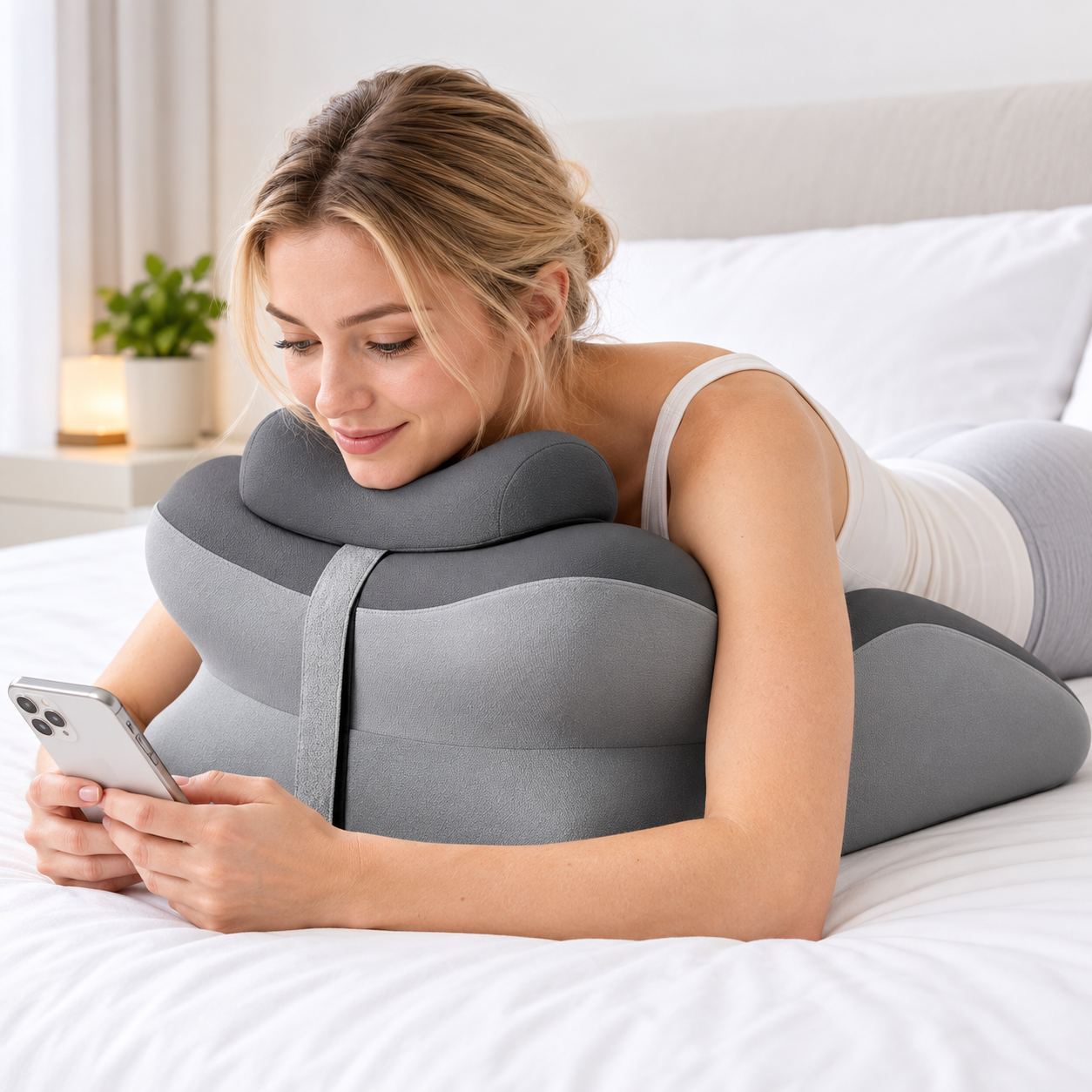Memory Foam Wedge Support Pillow with Neck Cushion & Massage Points