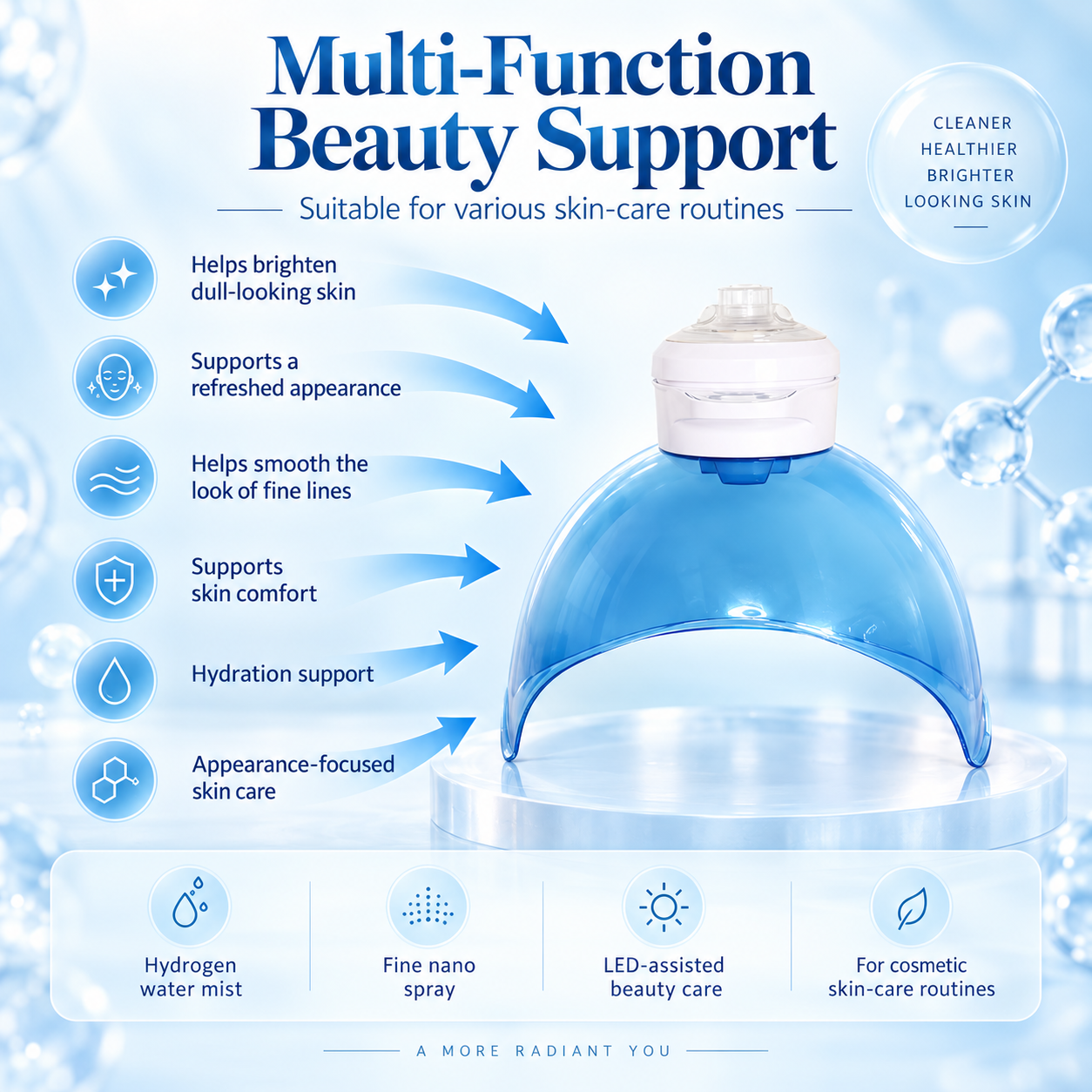 Hydrogen Oxygen Facial Dome with Nano Mist Spray & LED Light