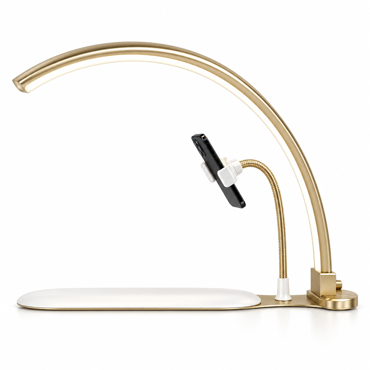 48W Curved LED Nail Desk Lamp with Phone Holder – 3 Color Temperatures, 3360LM