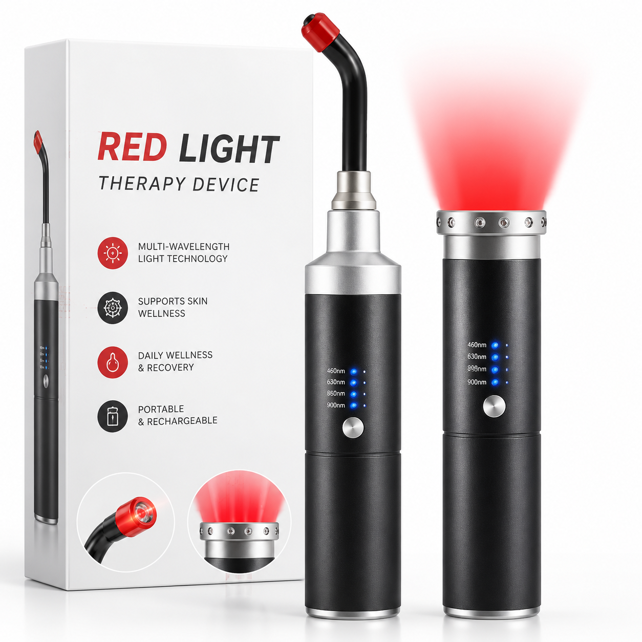 Multi-Wavelength Red, Near-Infrared & Blue Light Therapy Device – Advanced Light Therapy for Wellness, Recovery & Daily Self-Care