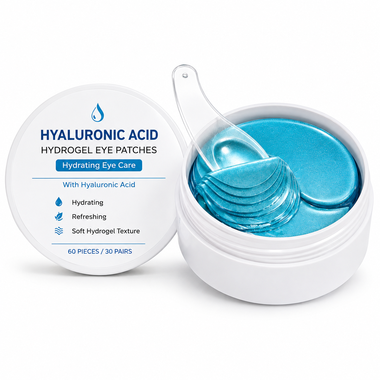 Hyaluronic Acid Hydrogel Under Eye Patches – 60 Pieces / 30 Pairs – Hydrating Eye Care