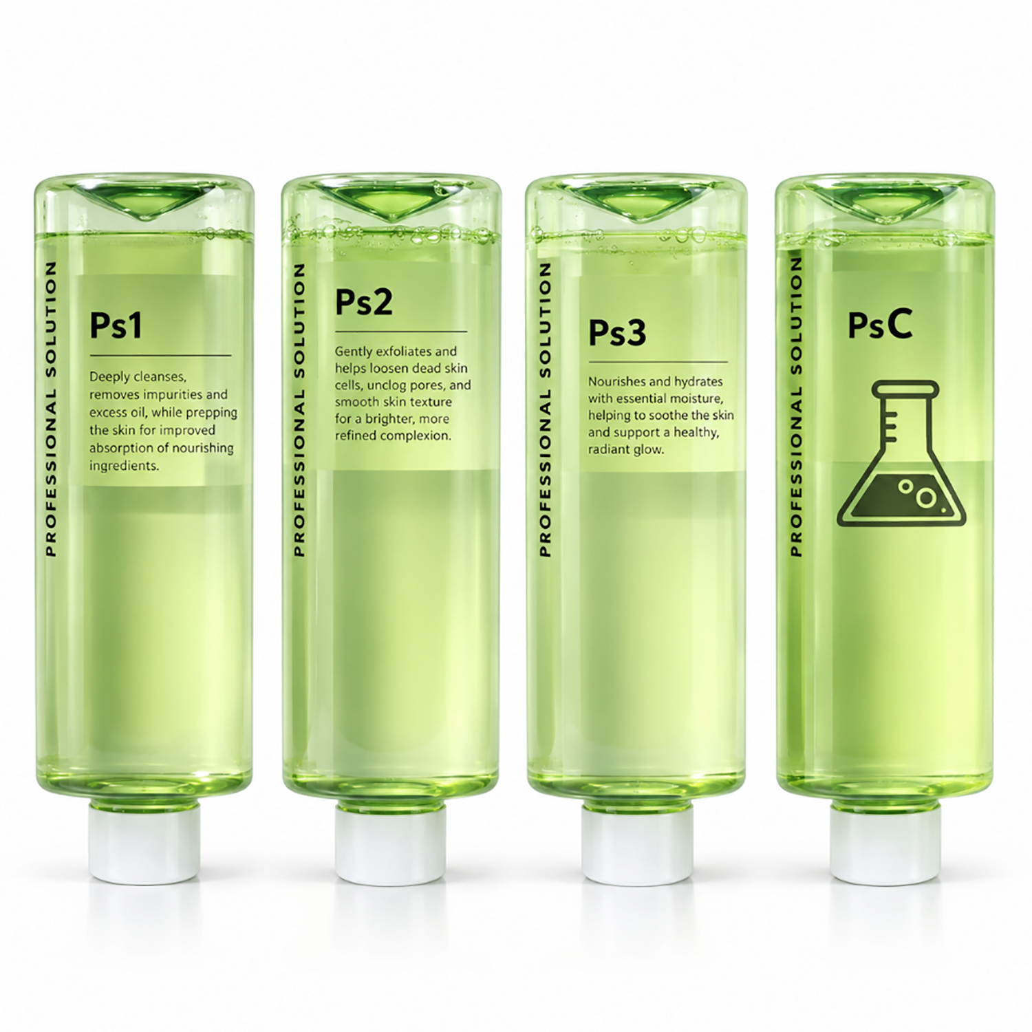 S1 PS2 PS3 PSC Hydro Facial Solutions 4 × 500ml AHA BHA Hydration & Cleaning Set