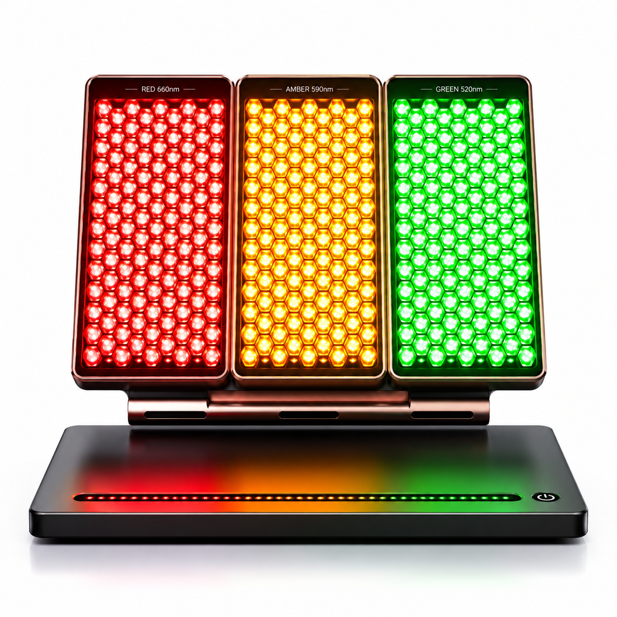 LED Light Therapy Panel for Facial Skin Care – Desktop Photon Beauty Device with Red, Yellow & Green Light