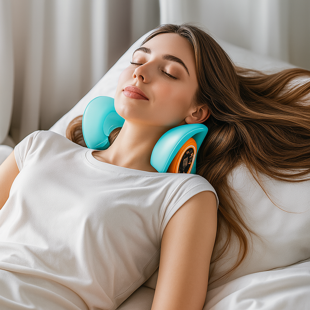 Portable EMS Neck and Shoulder Massager with Adjustable Intensity | Compact Relaxation Device for Home, Office and Travel