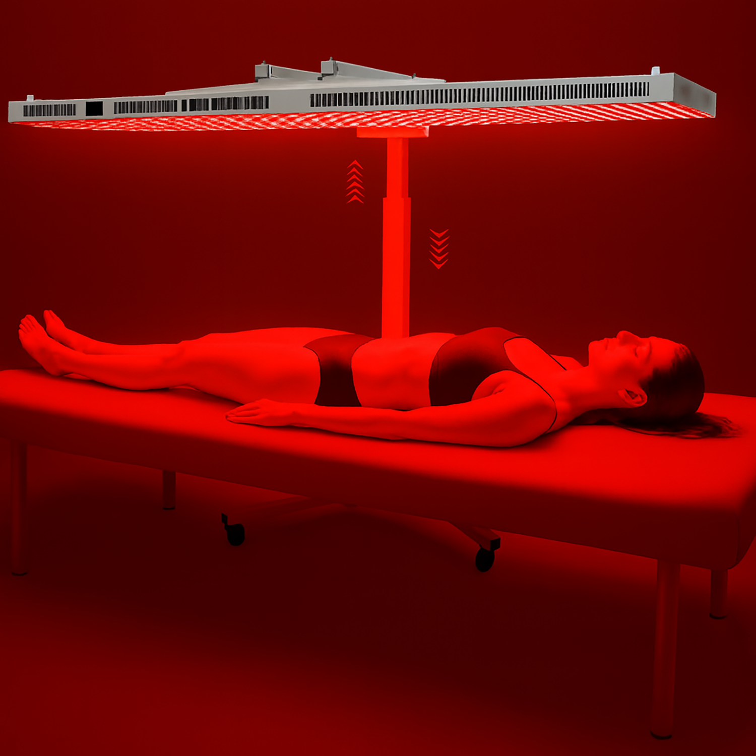 360° Adjustable Red Light Therapy Panel Stand with Remote Control – Electric Height Adjustable Full-Body LED Therapy (Horizontal & Vertical)