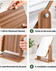 360° Rotating Wooden Vanity Mirror with Adjustable Tabletop Stand