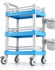 3-Tier Professional Salon Utility Cart with Drawer, 2 Side Bins & Locking Wheels – Mobile Beauty Spa Storage Trolley