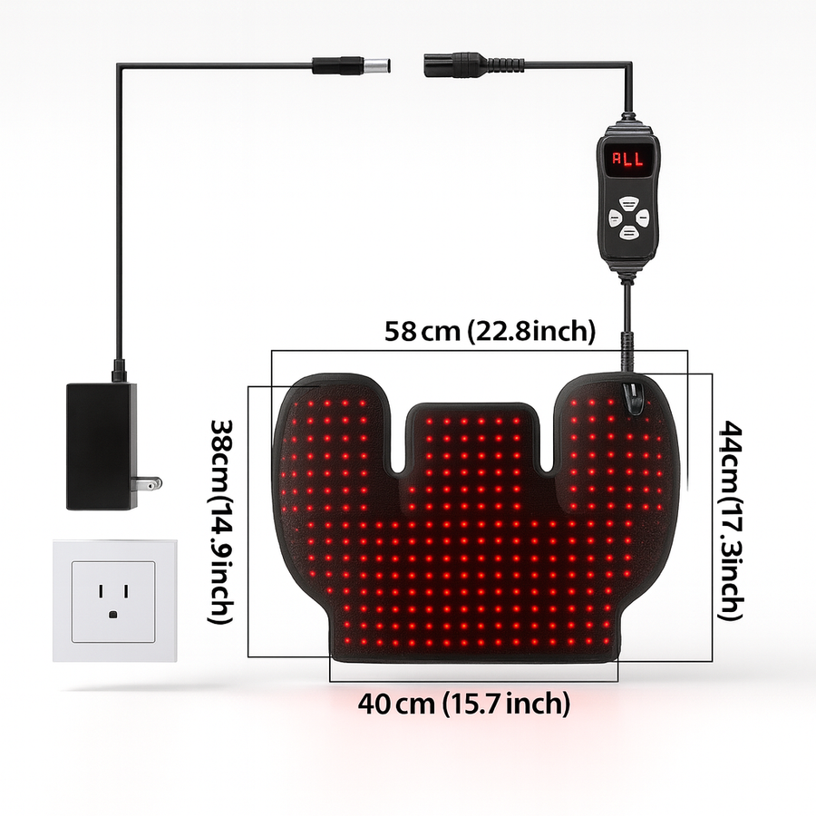 Red & Infrared Heat Therapy Shoulder Pad 660nm & 850nm | Dual-Chip LED Wearable Wrap for Upper Back & Shoulder Pain Relief, Muscle Relaxation