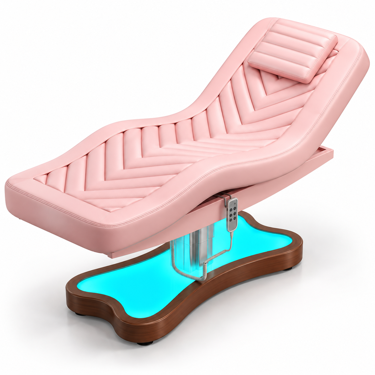 Electric Beauty Treatment Bed with 3 Motors, Adjustable Backrest, Height Control & LED Base