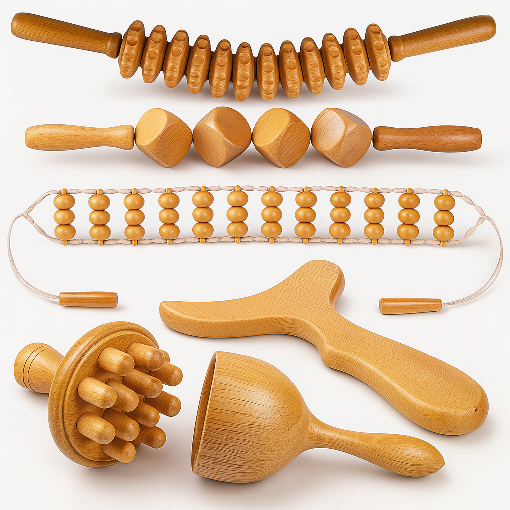 6 In 1 Wood Therapy Massage Tool Set