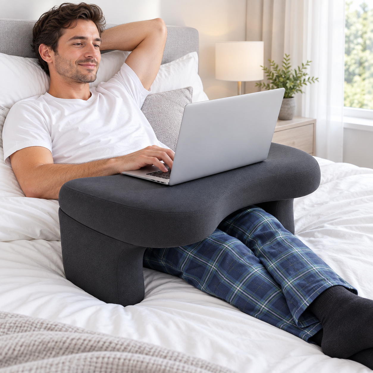 Portable Memory Foam Lap Desk Pillow for Laptop, Bed & Sofa
