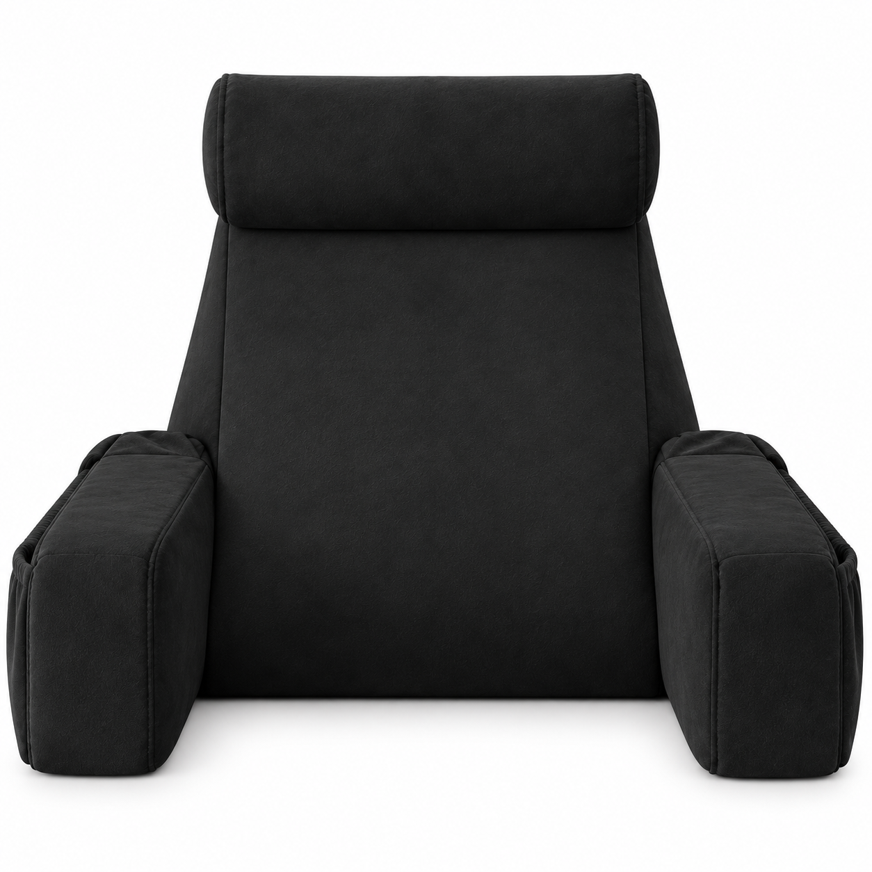 Memory Foam Bed Rest Pillow with Armrests, Neck Support & Side Pockets – Reading Backrest Cushion