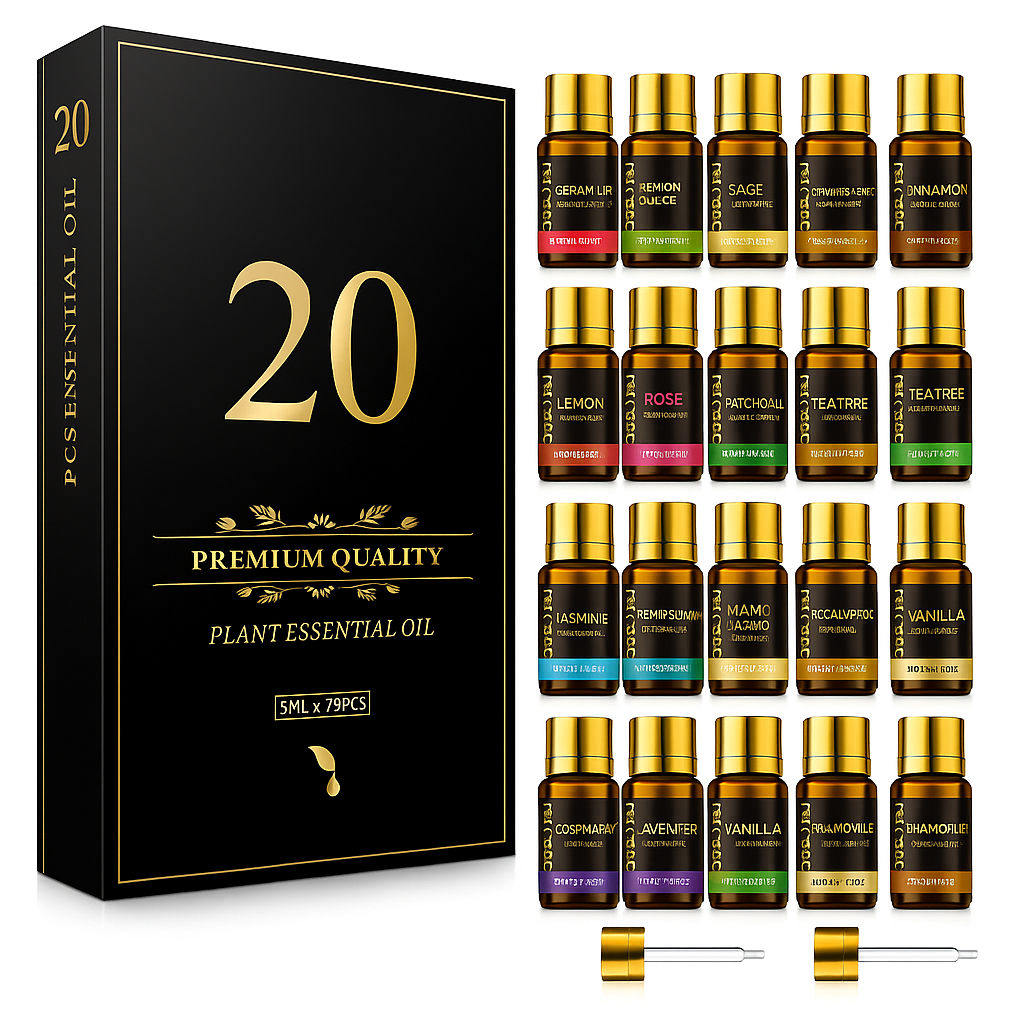 Essential Oils Set 20 Pack – 100% Pure Natural Aromatherapy Oils Gift Box