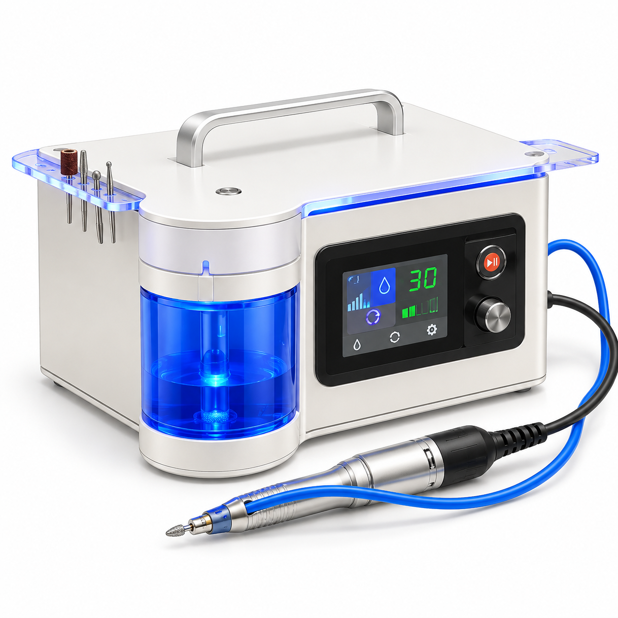 Professional Water Spray Nail Drill Machine 32,500 RPM with Touchscreen & Foot Pedal for Manicure & Pedicure
