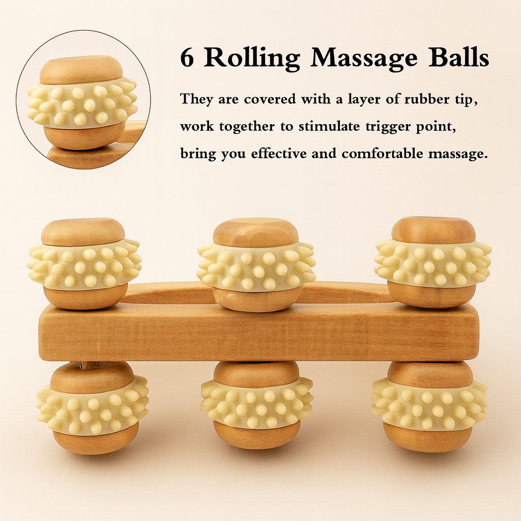 Wood Therapy Massage Roller – Deep Tissue Wooden Fascia Tool for Sore Muscles & Lymphatic Drainage