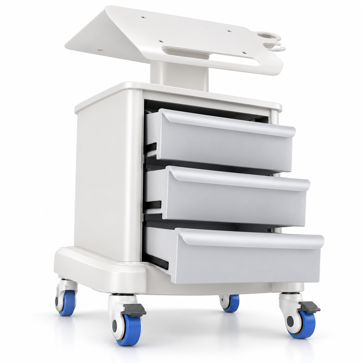 Professional Mobile Beauty Trolley with 3 Drawers, Equipment Platform & Lockable Wheels