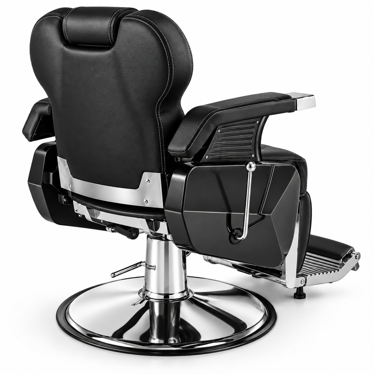 Professional Hydraulic Barber Chair – Black Reclining Salon Chair with Adjustable Headrest & Footrest