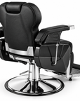 Professional Hydraulic Barber Chair – Black Reclining Salon Chair with Adjustable Headrest & Footrest