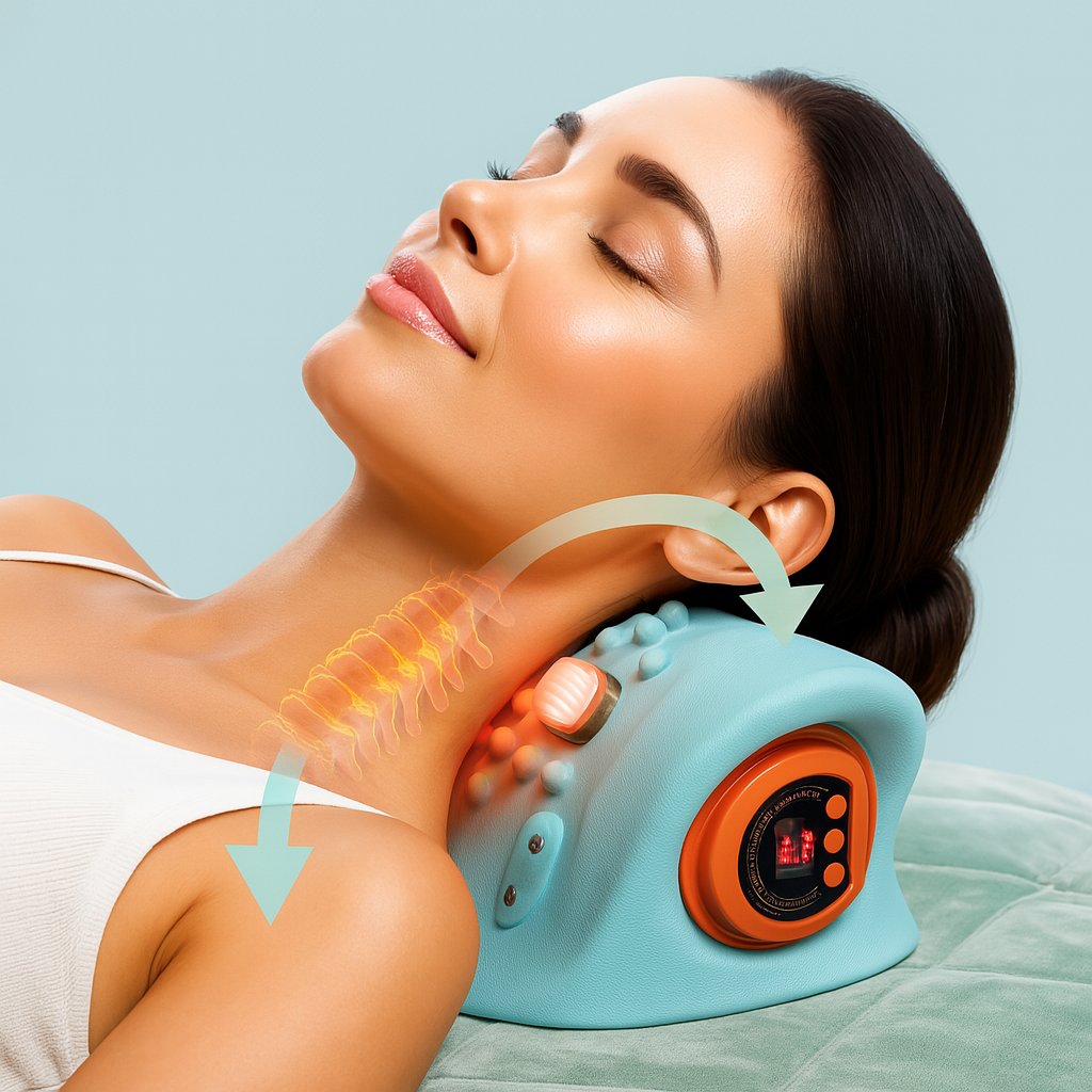 Portable EMS Neck and Shoulder Massager with Adjustable Intensity | Compact Relaxation Device for Home, Office and Travel