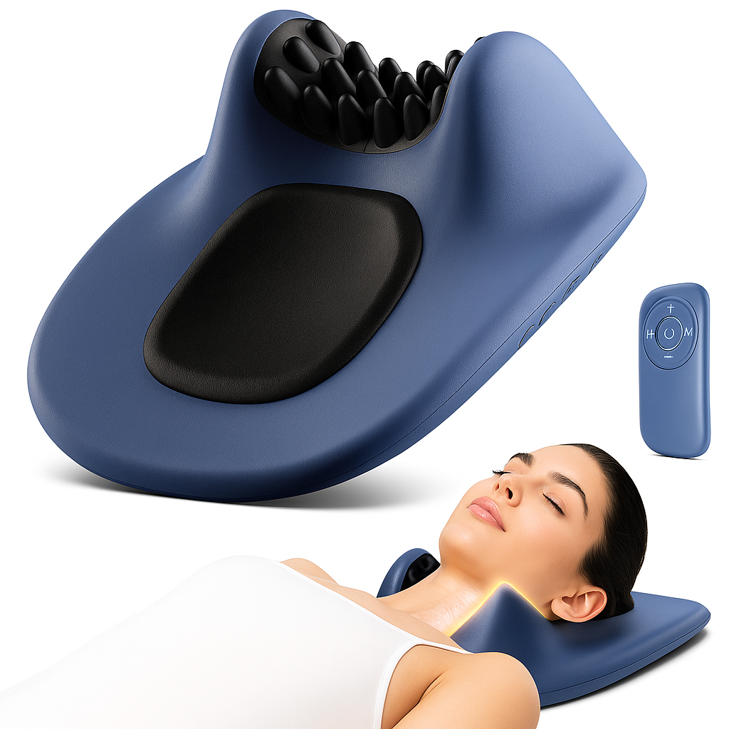 EMS Pulse Neck Pillow Massager – Electric Neck Support with Gentle Heating & Vibration Functions