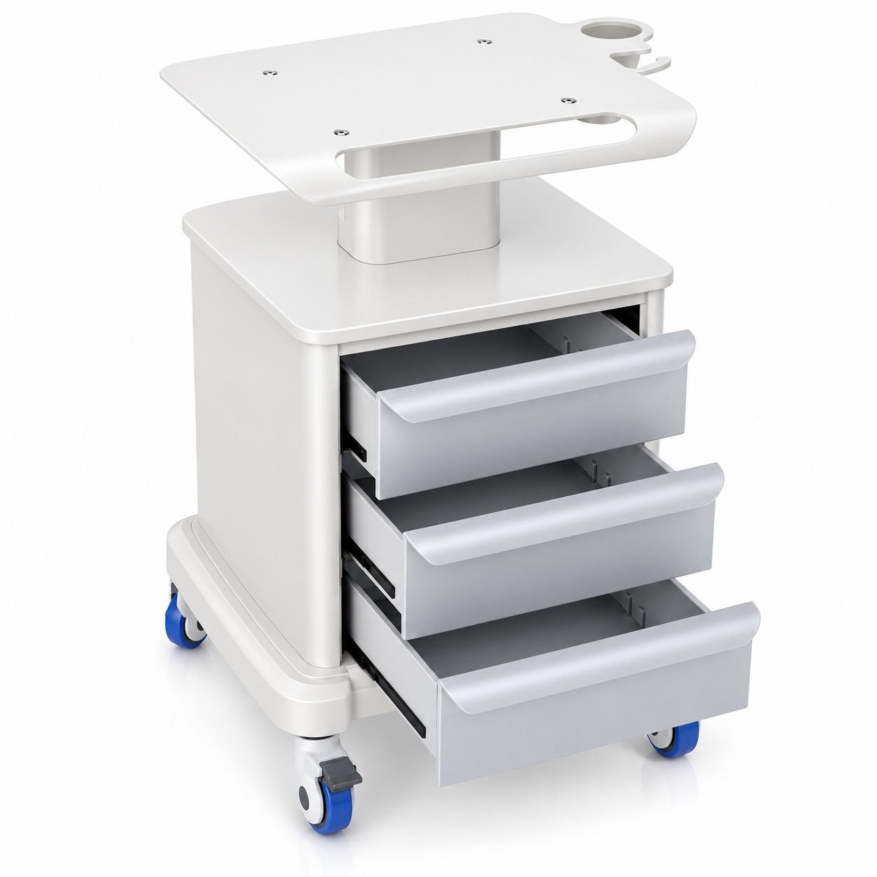 Professional Mobile Beauty Trolley with 3 Drawers, Equipment Platform & Lockable Wheels