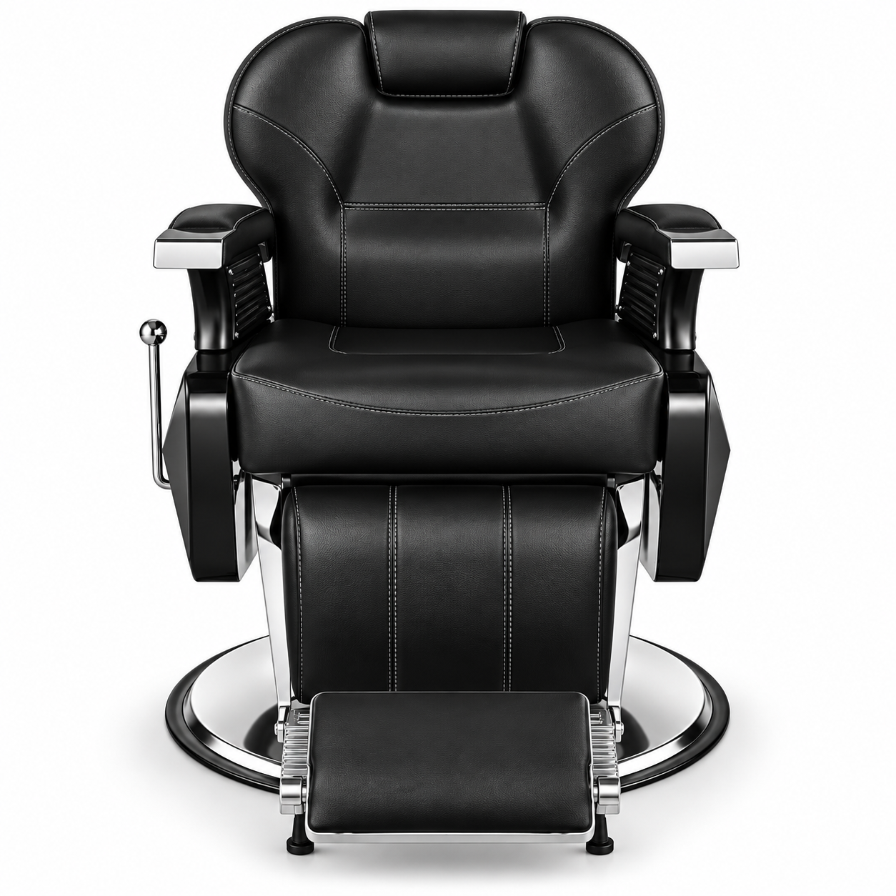 Professional Hydraulic Barber Chair – Black Reclining Salon Chair with Adjustable Headrest & Footrest
