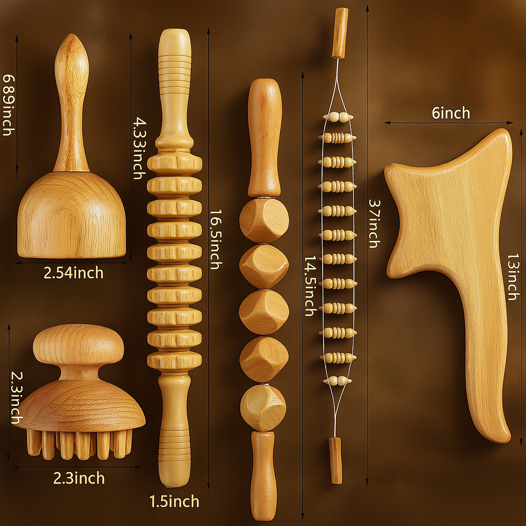 6 In 1 Wood Therapy Massage Tool Set