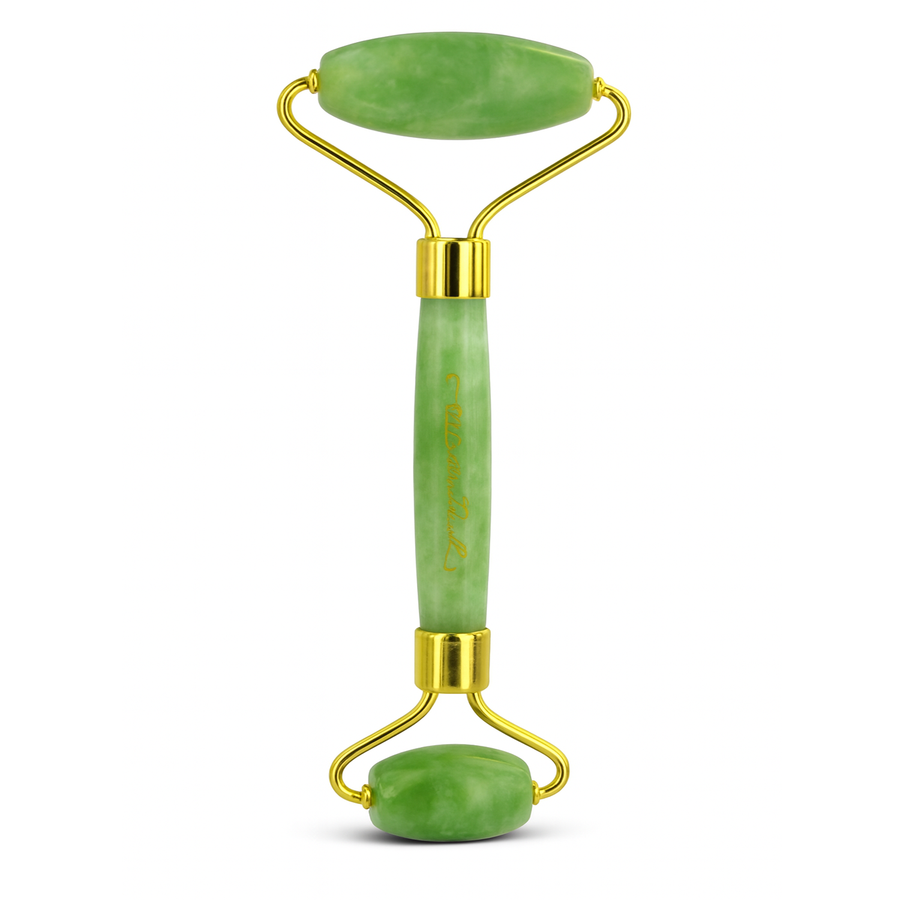 Jade Roller Set Cooling Eye Gua Sha Tool Facial Beauty Massage For Face Jade Wheel  Green