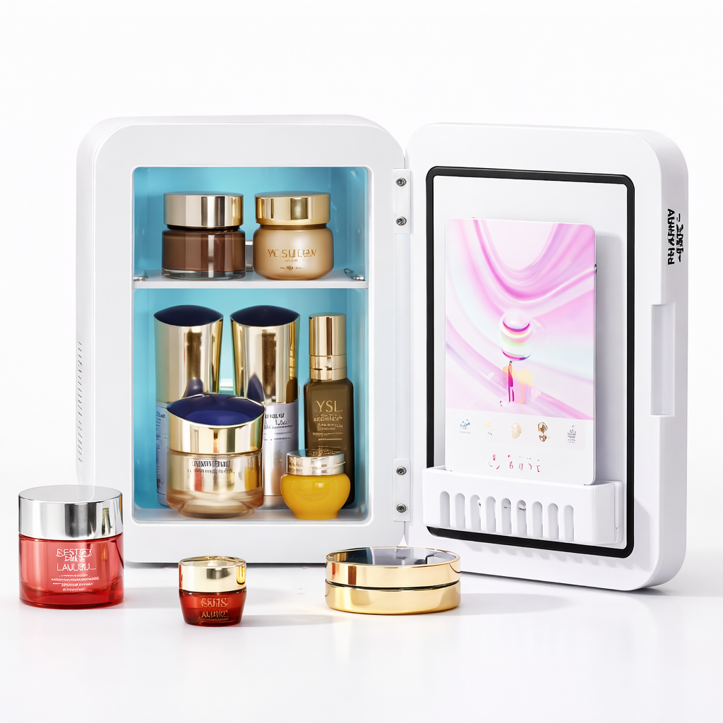 4L Mini Makeup Fridge with LED Mirror – Portable Cosmetic Storage Cooler for Home & Car