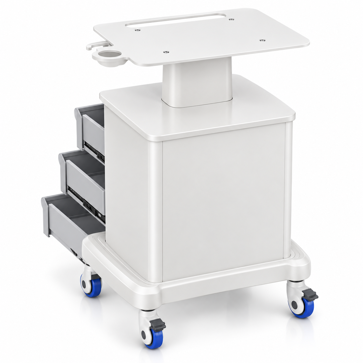 Professional Mobile Beauty Trolley with 3 Drawers, Equipment Platform & Lockable Wheels