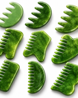 Theia Premium Natural Jade Gua Sha Comb Set – Multi-Shape Massager for Face, Scalp & Body