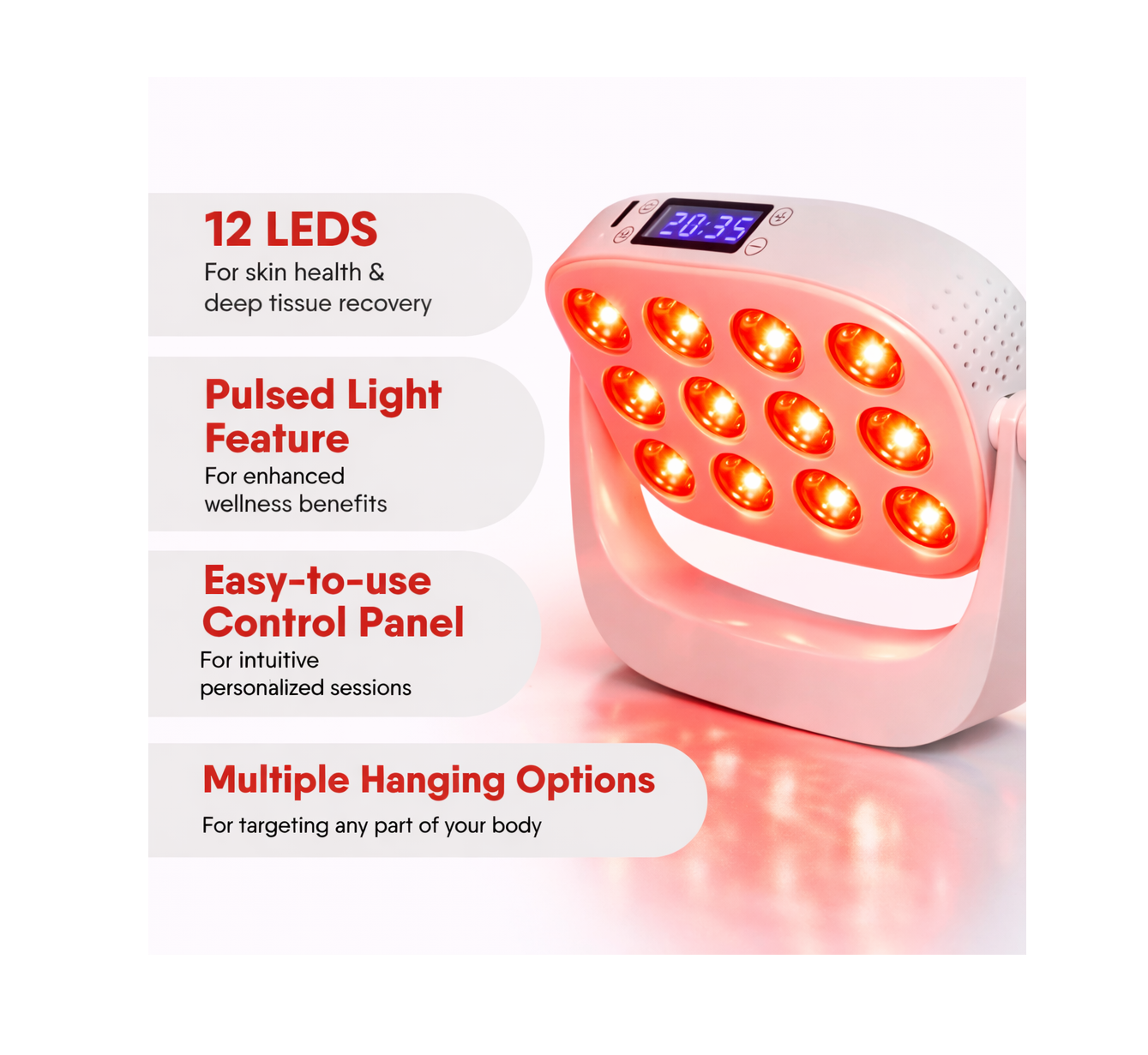 Red Light Therapy Panel Features 12 Leds for Effective 660nm/850nm Wavelength Treatment Infrared Led Light Panel
